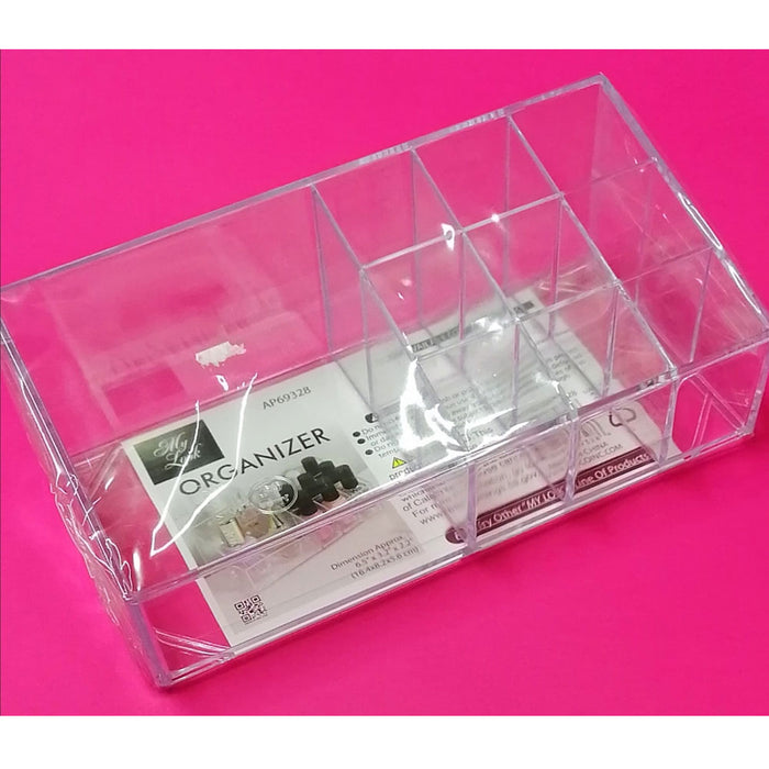 2 Clear Acrylic 10 Compartment Nail Polish Holder Organizer Makeup Oils Storage