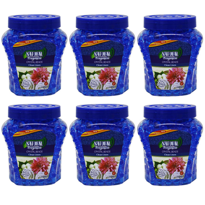 6 Pk Fresh Linen Odor Eliminator Gel Beads Air Freshener Scent Crystal Aroma 8oz
