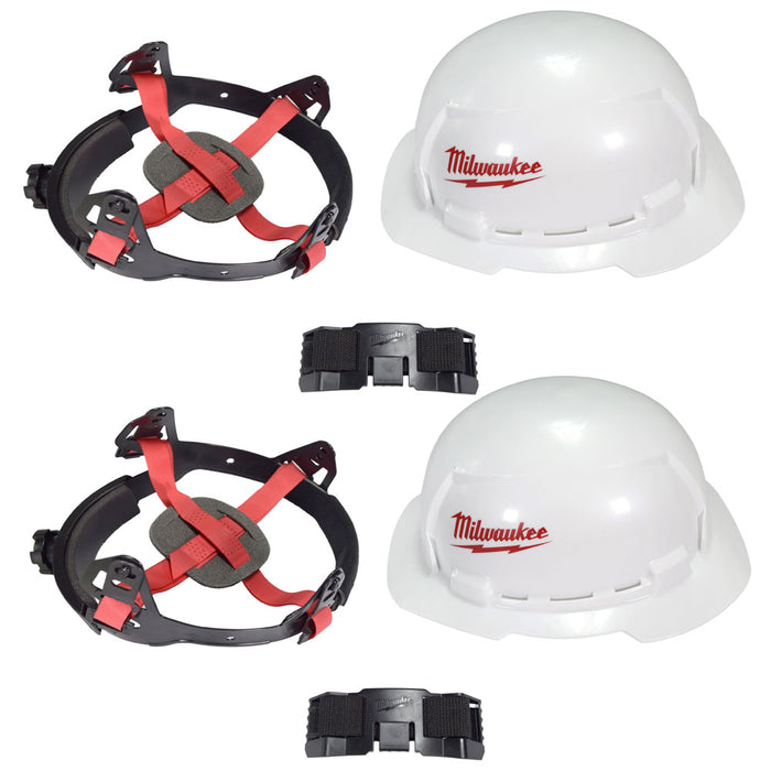 2 Milwaukee Hard Hat Full Brim Safety Bolt Ratcheting Suspension Protective Gear