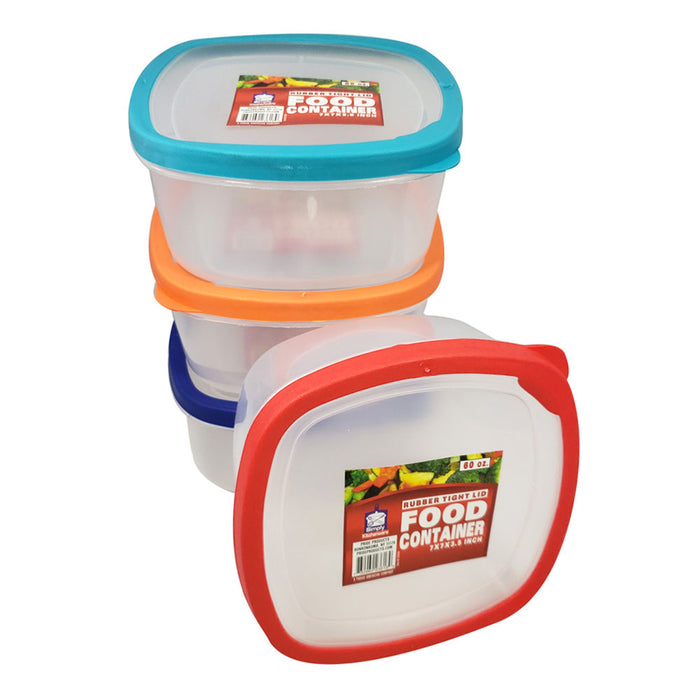 4 Pack Large Refrigerator Food Storage Container W/ Lids Plastic Reusable 60oz