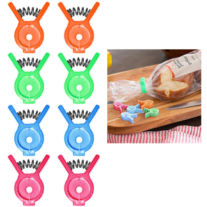 AllTopBargains 8 PC Bag Clips Food Chip Assorted Size Multi Purpose Clothespin Mini Clip Crafts