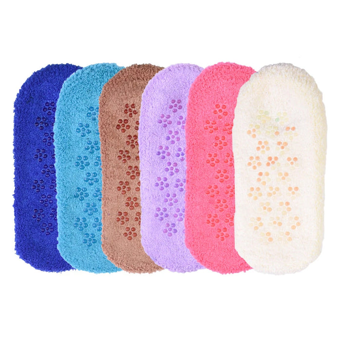 2 Pairs Womens Fuzzy Boat Socks Slippers Non-Slip Cozy Plush Foot Footies 9-11