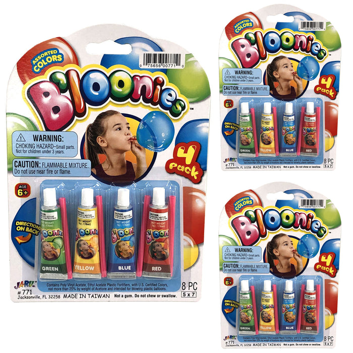 12 Tubes Bloonies Colors Blow Plastic Balloons B'loonies Fun Kids Party Bubbles