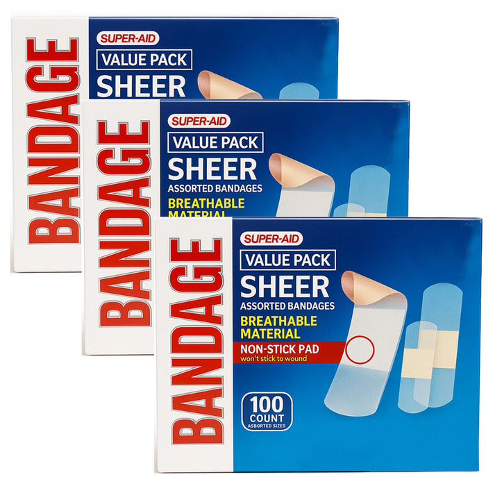 300Ct Assorted Sheer Bandages Breathable Flexible Adhesive Strips First Aid Bulk