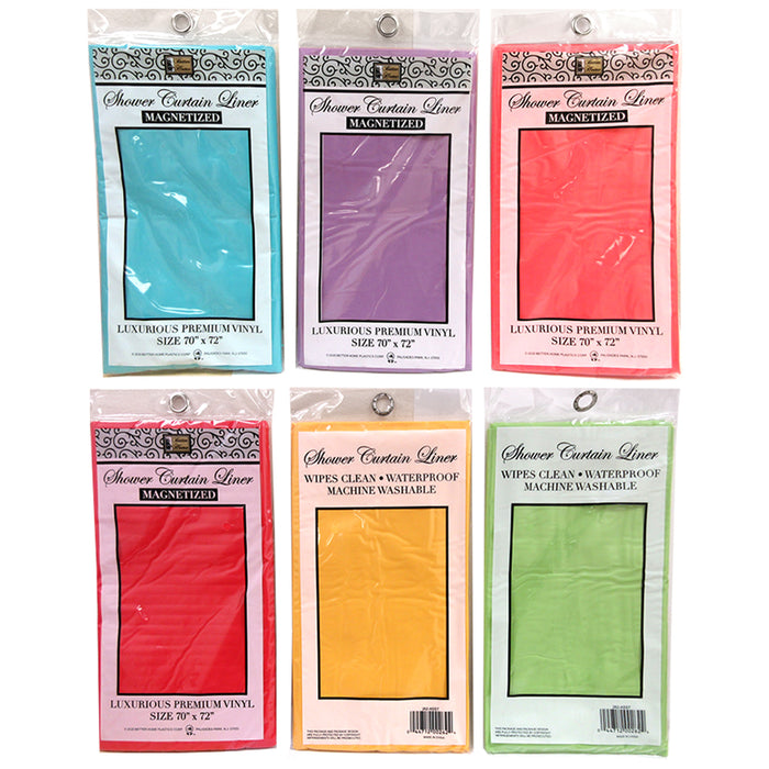 2 Magnetic Shower Curtain Liner Water Resistant 100% Vinyl Premium Colors 70x72