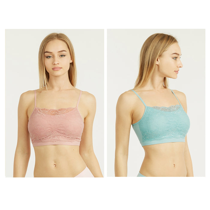 3 X Womens Seamless Lace Top Sports Bra Cleavage Cover Padded Stretch One Size