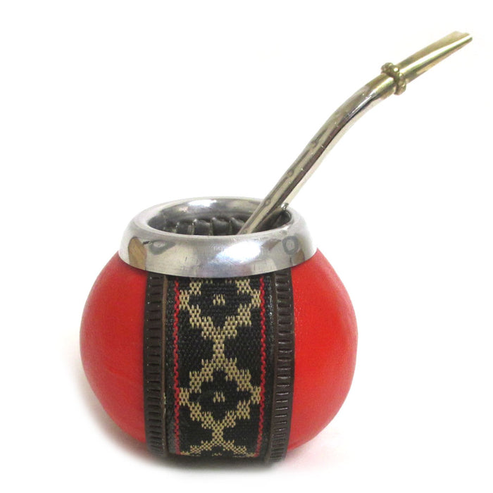 4 Pc Yerba Mate Kit Gourd Cup Tea Straw Bombilla 6oz Leaf Bag Set Pack Argentina