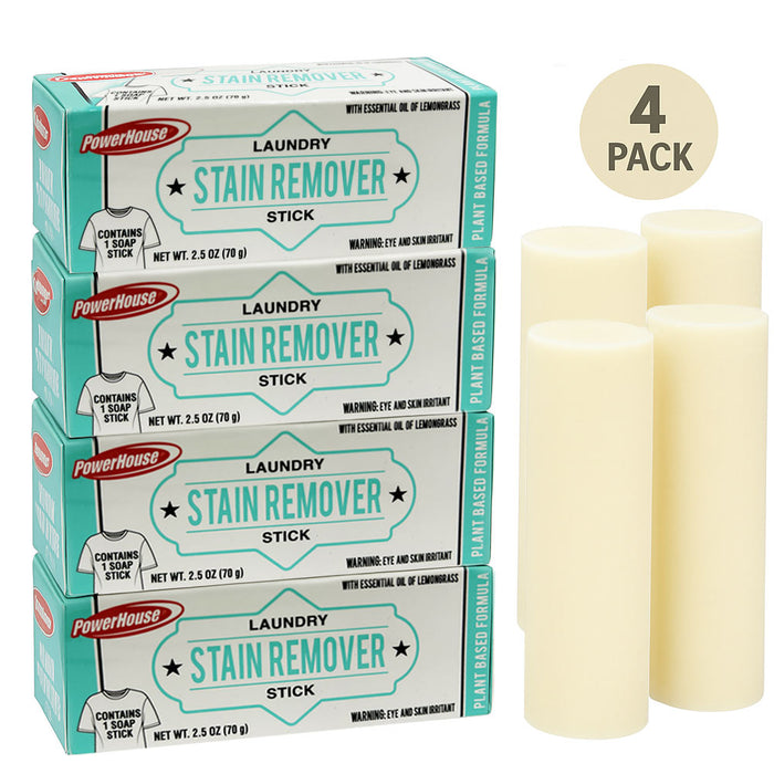 4 Pack PowerHouse Laundry Stain Remover Stick 2.5oz Plant Based Lemongrass Soap