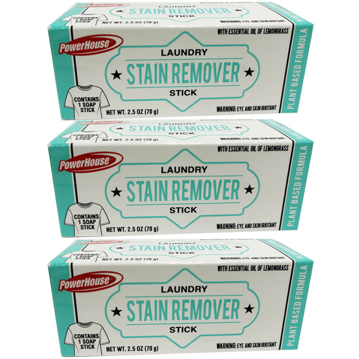 3pack Laundry Stain Remover Stick 2.5oz Plant Based Lemongrass Soap Bar Cleaner