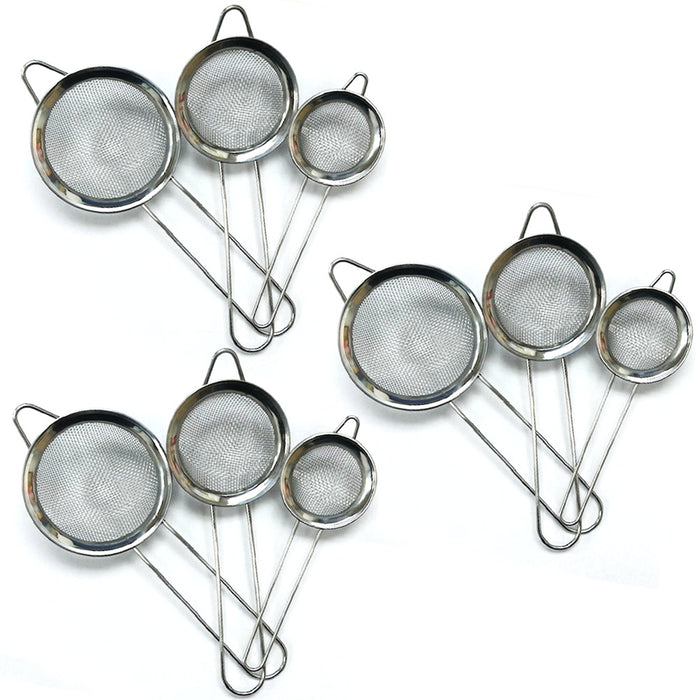 9pack Stainless Steel Small Strainer Steel Cocktail Juice Tea Herbs Coffee Drink