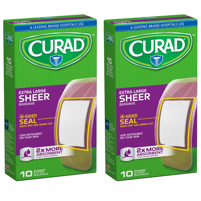 20 Ct Extra Large Sheer Bandages Heal Wounds Cut Latex Free Adhesive 3.75"