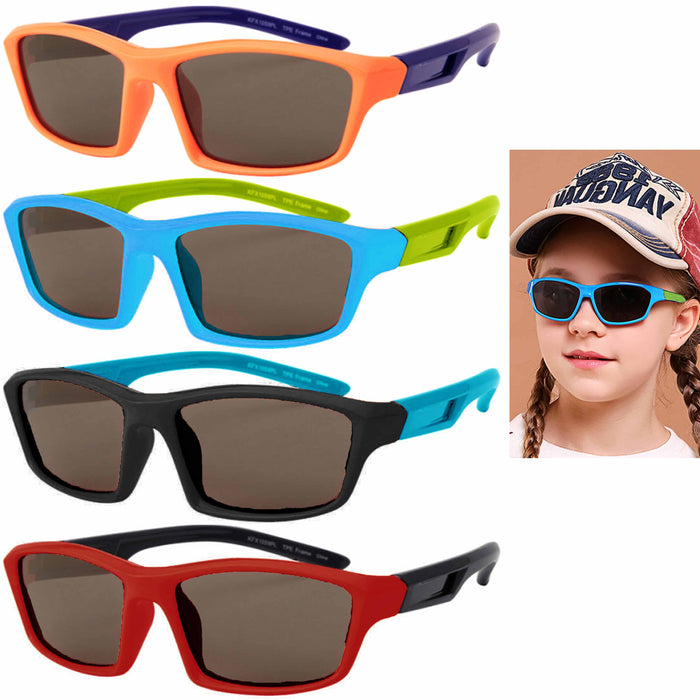 2 Kids Children Boys Sports Sunglasses TPE Flexible Frames Polarized UV400 Lens