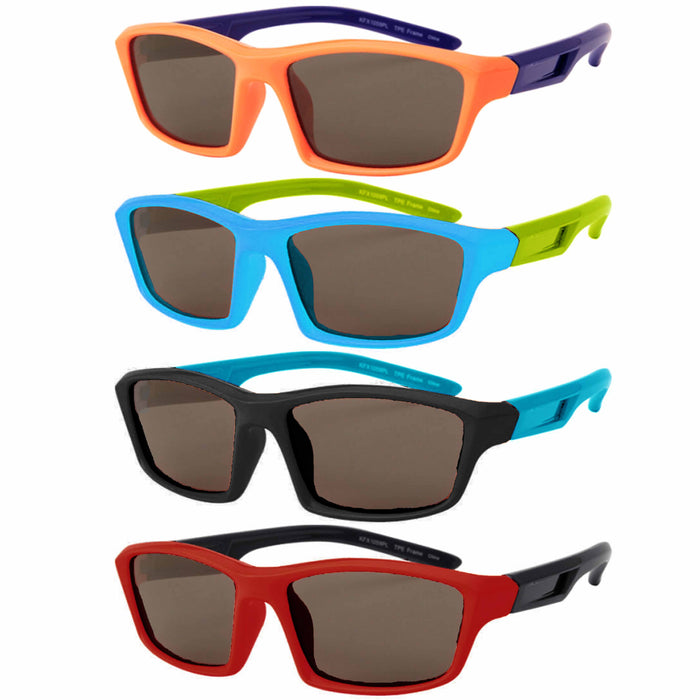 2 Kids Children Boys Sports Sunglasses TPE Flexible Frames Polarized UV400 Lens