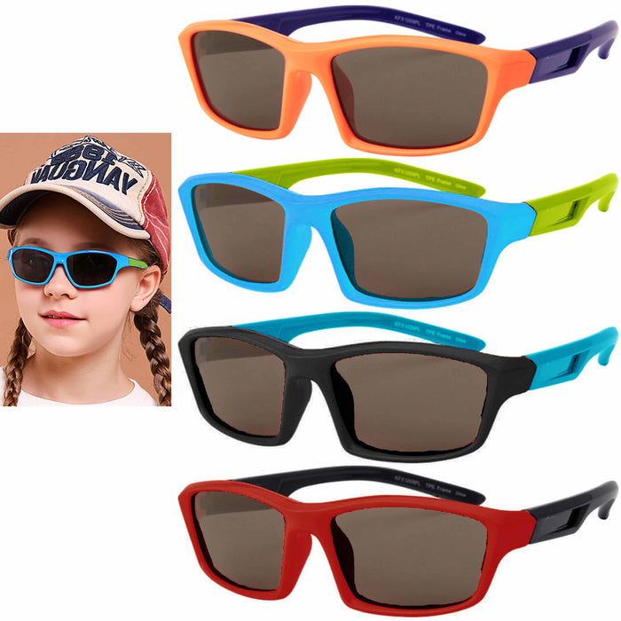 2 Kids Children Boys Sports Sunglasses TPE Flexible Frames Polarized UV400 Lens