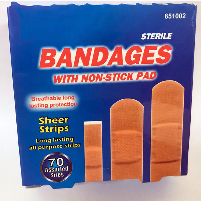 140 Ct Assorted Sizes Adhesive Bandages Non-Stick Pad Water Resistant First Aid