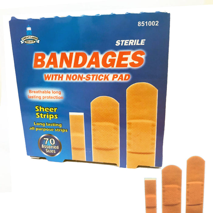 140 Ct Assorted Sizes Adhesive Bandages Non-Stick Pad Water Resistant First Aid