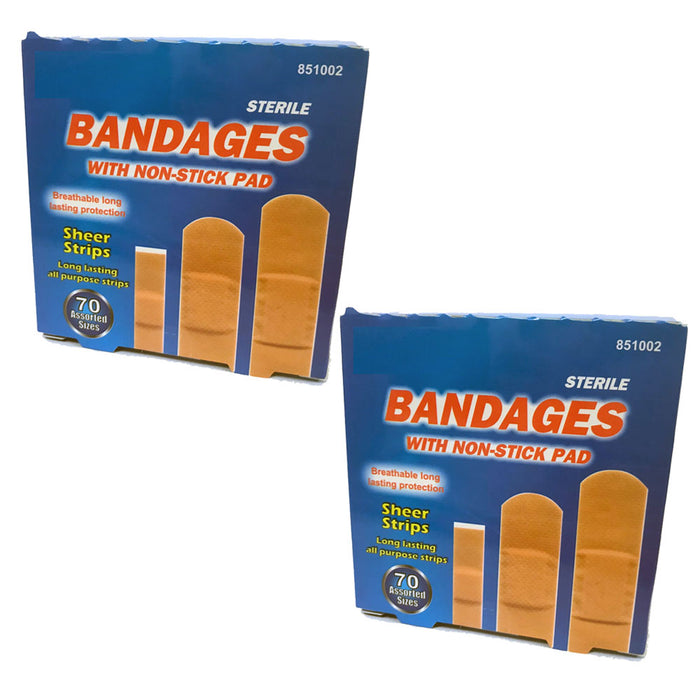 140 Ct Assorted Sizes Adhesive Bandages Non-Stick Pad Water Resistant First Aid