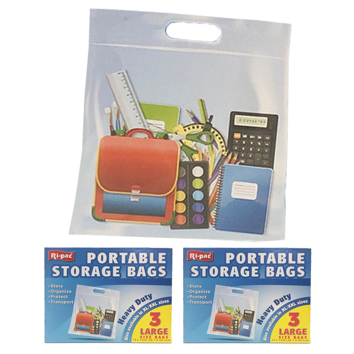 6 Portable Storage Bags Large Organizer Case Clear Travel Pouch Holder 15" X 15"