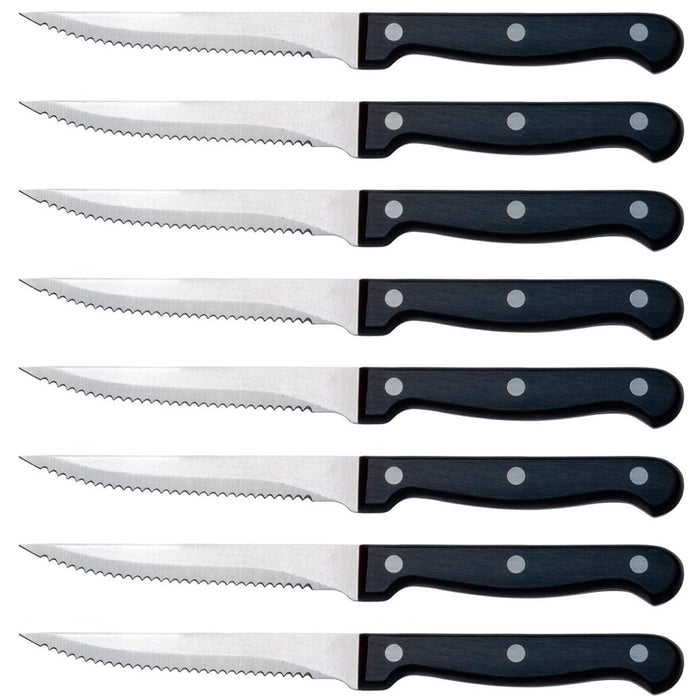 Premium 8 Piece Kitchen Knife Set Black Stainless Steel Serrated Steak Dinner