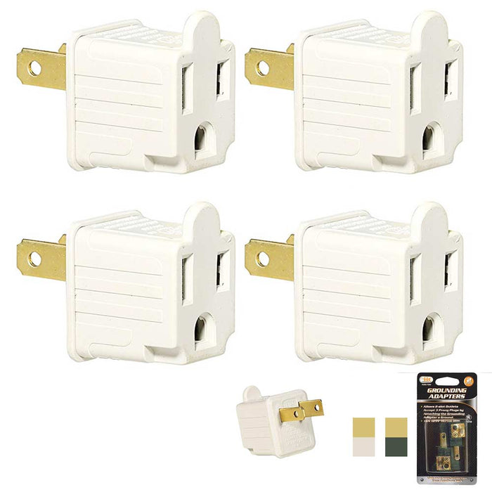4 Set 3 Prong to 2 Prong Outlet Electrical Ground AC Adapter Grounding Converter