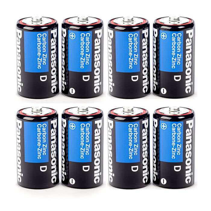 8 X Panasonic D Batteries Super Heavy Duty Carbon Zinc Battery 1.5V
