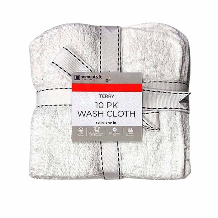 10 Pc Bath Wash Cloth Towel 100% Cotton Absorbent Dish Drying Cleaning Rag Set