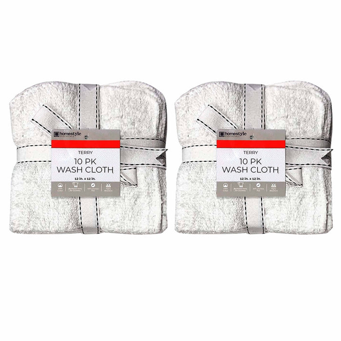 20 Pc 100% Cotton Wash Cloth Bath Towel Rag Set Absorbent Dish Drying Cleaning