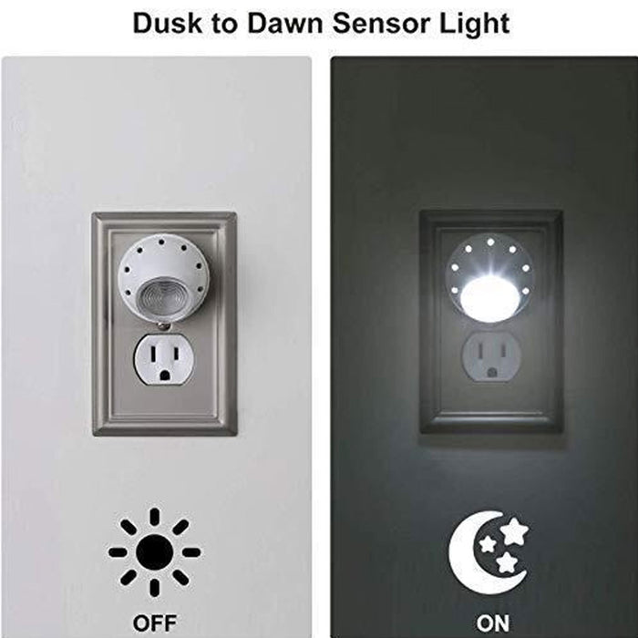 4 Pack Plug in LED Night Light Sensor Activated Dusk to Dawn Rotating Lamp