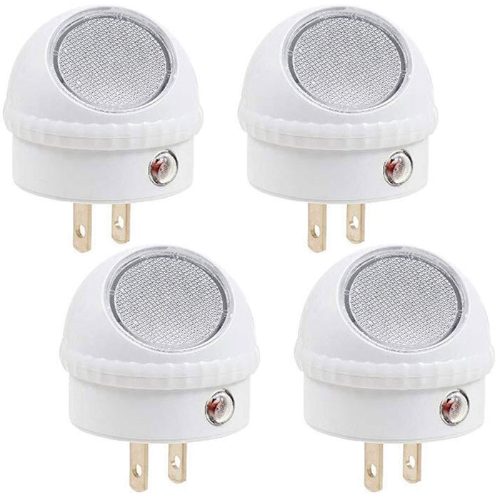 4 Pack Plug in LED Night Light Sensor Activated Dusk to Dawn Rotating Lamp