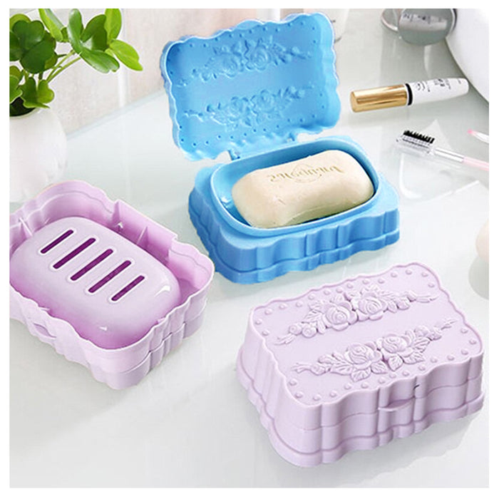4pk Bathroom Water Draining Soap Dish Case Holder Drainer Soap Saver Storage Box