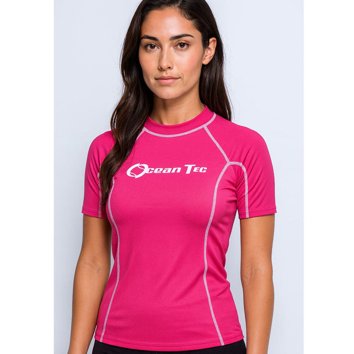 Women’s Rash Guard Short Sleeve Swim Shirt XS Pink Surf Top SPF 50+ UV Sun Swim