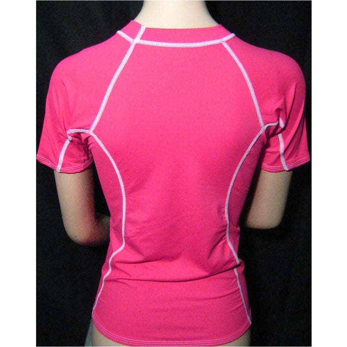 Women’s Rash Guard Short Sleeve Swim Shirt XS Pink Surf Top SPF 50+ UV Sun Swim