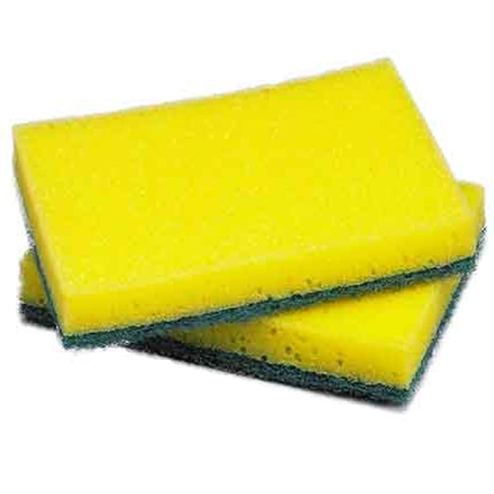 Lot of 24 Yellow Sponge Green Scrubber Scrub Scourer for Wash Clean Dish Kitchen