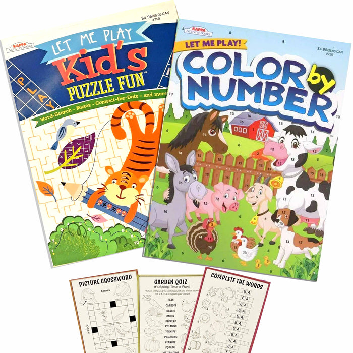 4pc Coloring Books by Numbers Kid Fun Brain Game 80 Pages Animals Flowers Nature