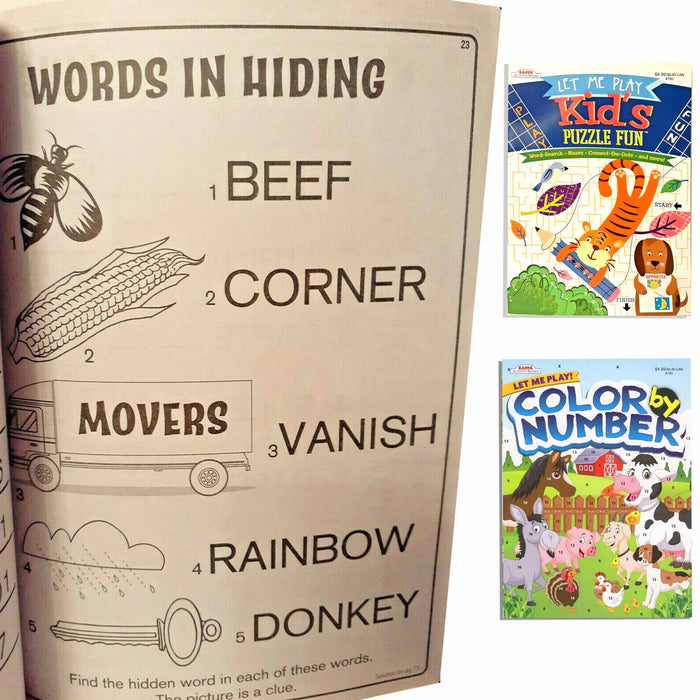 4pc Coloring Books by Numbers Kid Fun Brain Game 80 Pages Animals Flowers Nature