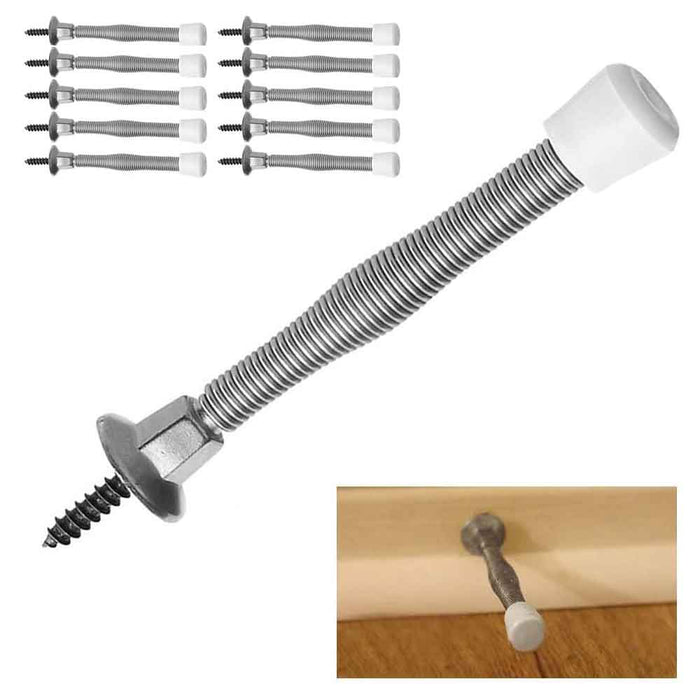 10 Spring Door Stopper Holder Screw On Set Home Wall Guard Top Bumper Safety