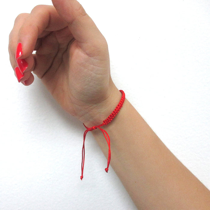 Evil Eye Hamsa Nazar Mati Silver Plated Red Macrame Kabbalah Bracelet Lucky Gift