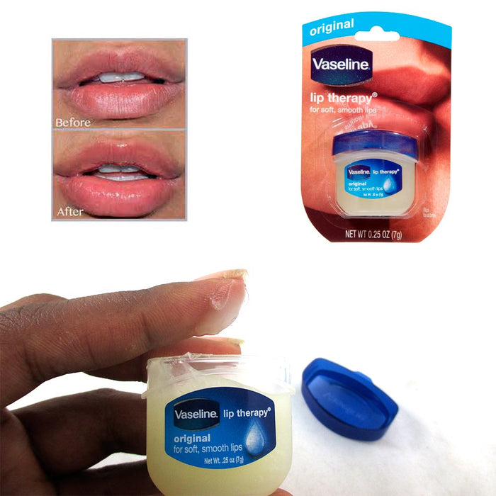 4pc Vaseline Original Therapy Lip Balm Gloss Glowing 0.25 Oz Petroleum Mini Jars