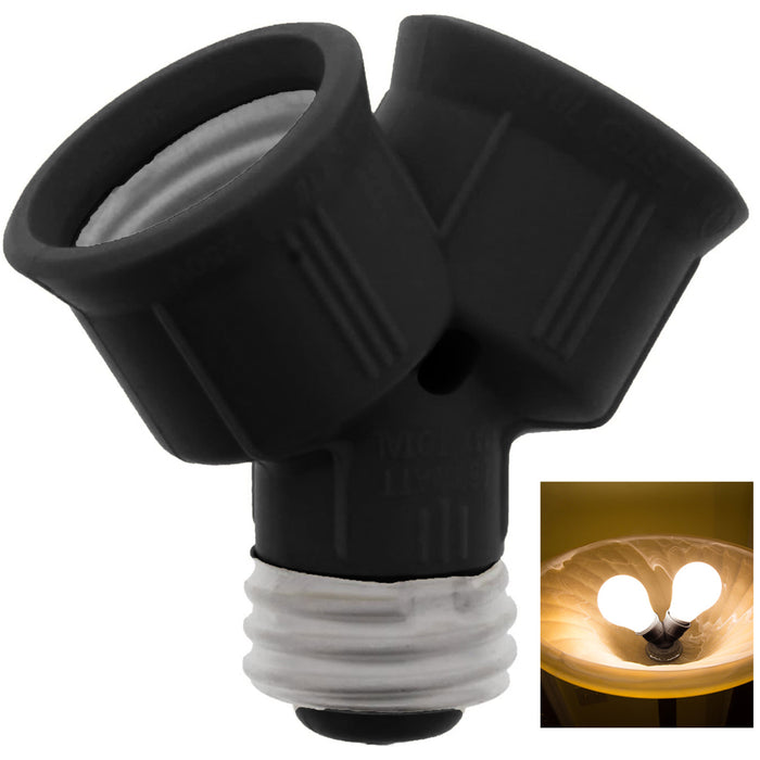 Dual Twin Light Bulb Socket Adaptor Splitter Double Y Type Converter Lamp Base !