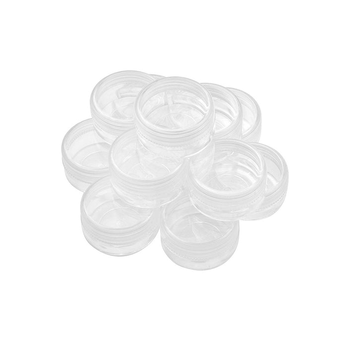 12 Plastic Jars Lids Small Clear Containers Case Cosmetics Travel Samples 0.13oz