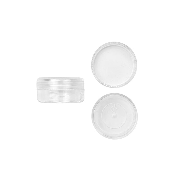 12 Plastic Jars Lids Small Clear Containers Case Cosmetics Travel Samples 0.13oz