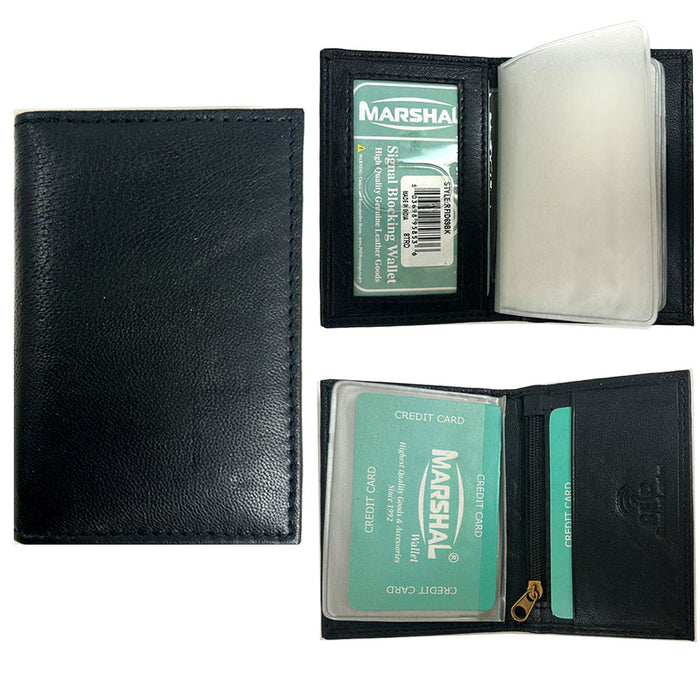 1 Mens Genuine Leather Bifold RFID Blocking Wallet Money Credit Card Slots Black