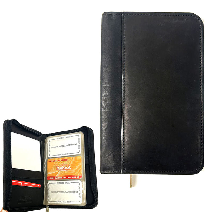Genuine Leather Business Cards ID Credit Card Holder 60 Slot Book Case Organizer