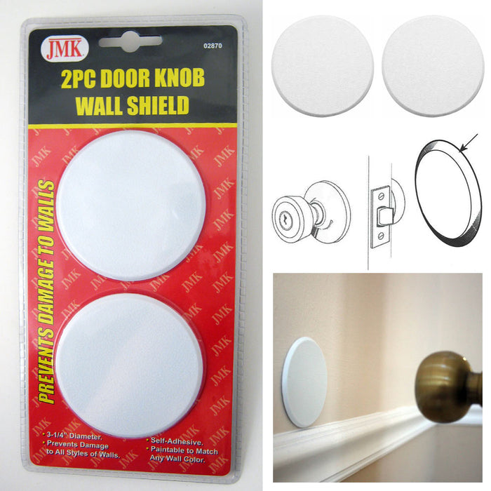4 Wall Protector Door Knob Prevent Drywall Holes Dings White 3 1/4" Round Shield