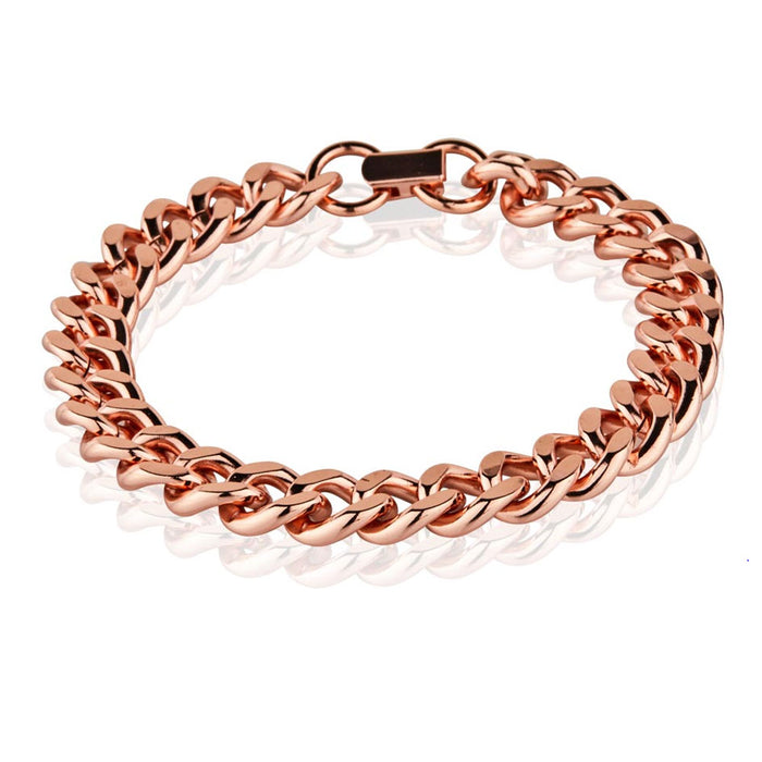 1 Pc Pure Copper Chunky Cuban Link Chain Bracelet 7.5" Solid Statement Jewelry
