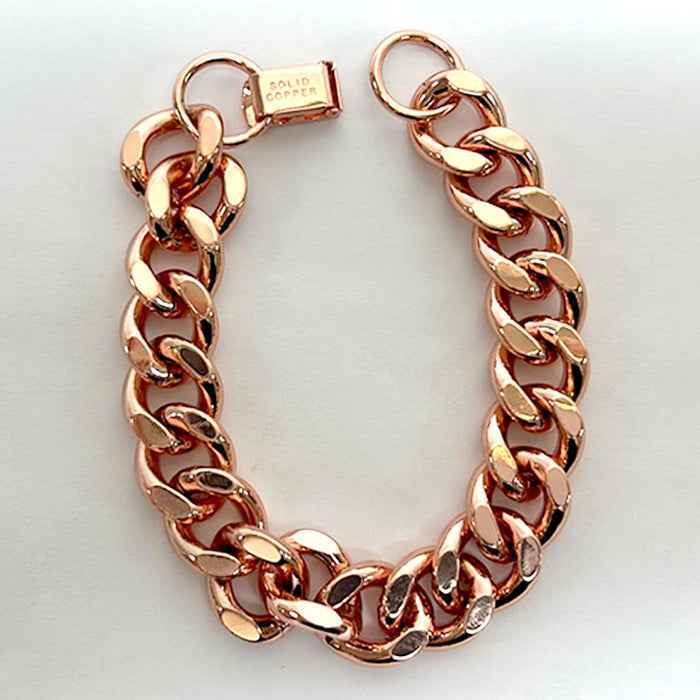 1 Pc Pure Copper Chunky Cuban Link Chain Bracelet 7.5" Solid Statement Jewelry