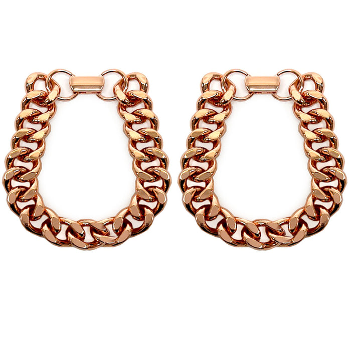 2 Pc Solid Cuban Link Bracelet Pure Copper Chunky Chain Statement Jewelry 7.5"
