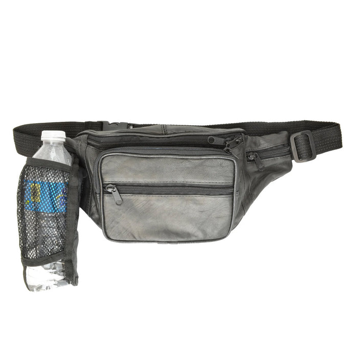 Genuine Leather Fanny Pack Black Pouch Waist Bag Slim Design Hiking Camp Travel