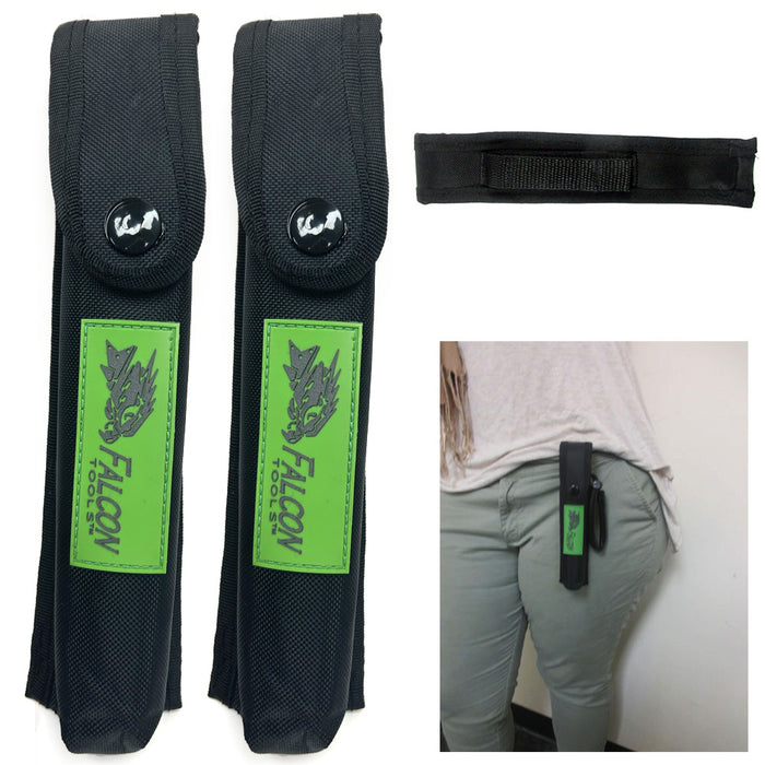 2 Flashlight Holster Case Nylon 8" Torch Holder Belt Loop Pocket Tactical Pouch