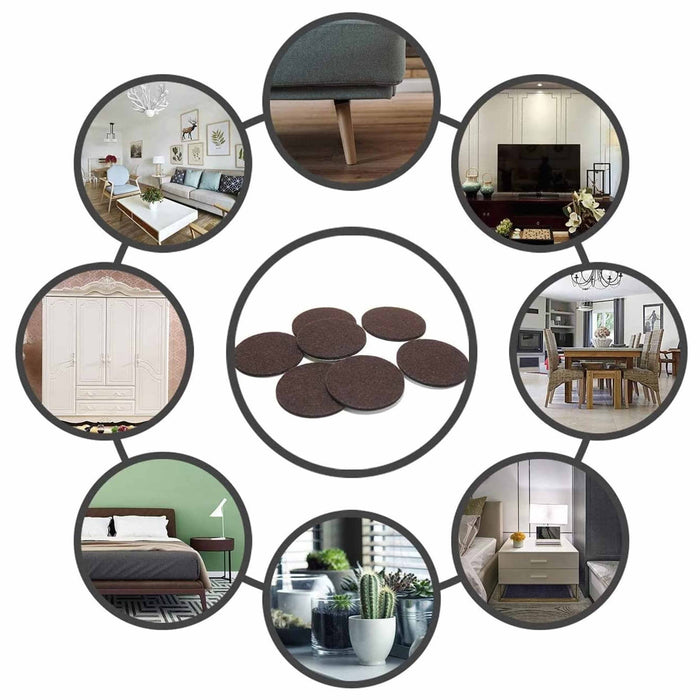 184 Brown Adhesive Backed Felt Pads Dots Button Furniture Slide Floor Protection
